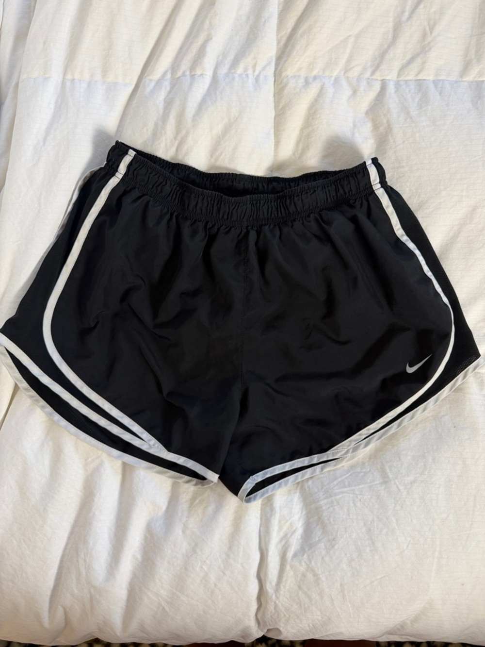Nike Black Athletic Shorts with White Piping